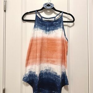 Vibrant Tie-Dye Tank Top in Blue and Orange